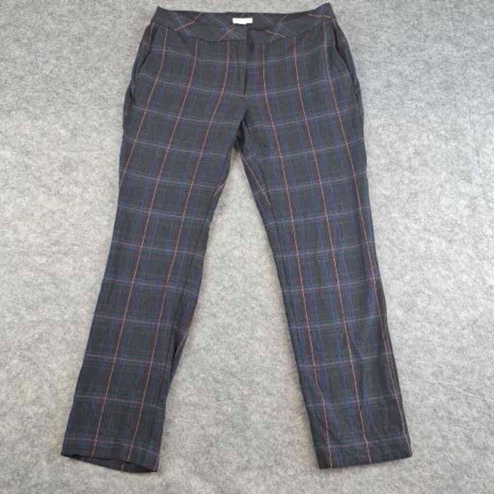 J Jill Pants Womens 6 Gray Plaid Bi-Stretch Straight Leg Cotton Rayon